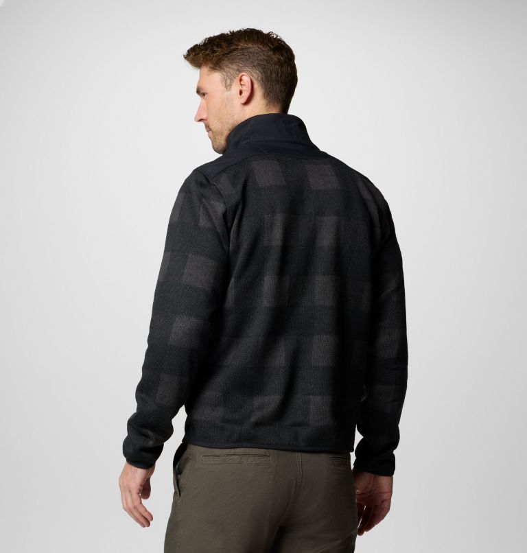 Chandail imprimé à demi-fermeture éclair Sweater Weather II pour hommes, Color: Black Buffalo, Check Print, Shark Black, image 2