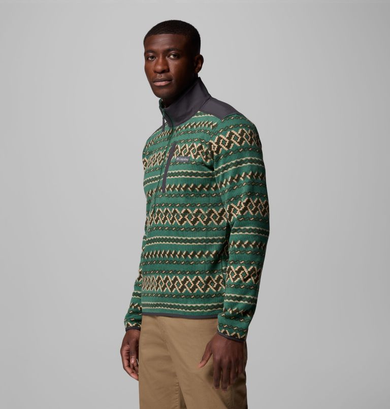 Men's Sweater Weather II Printed Half Zip Pullover, Color: Rain Forest KnitKnot, image 4