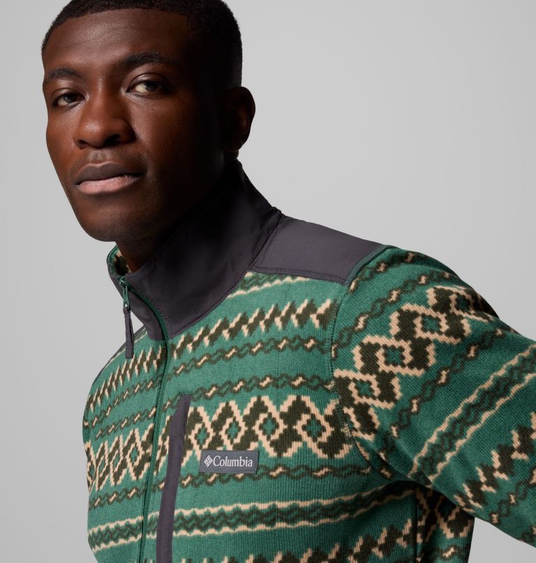 Men's Sweater Weather II Printed Half Zip Pullover, Color: Rain Forest KnitKnot, image 5