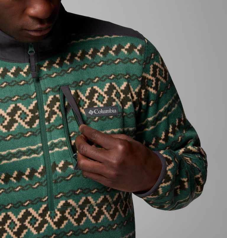 Men's Sweater Weather II Printed Half Zip Pullover, Color: Rain Forest KnitKnot, image 6