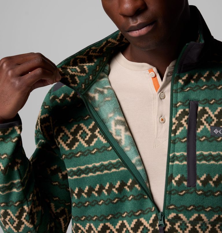 Men's Sweater Weather II Printed Half Zip Pullover, Color: Rain Forest KnitKnot, image 7