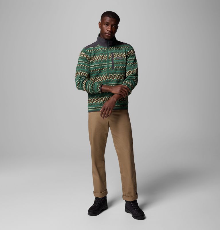 Men's Sweater Weather II Printed Half Zip Pullover, Color: Rain Forest KnitKnot, image 2