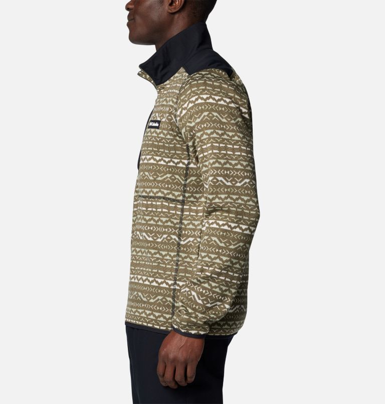 Men's Sweater Weather II Printed Half Zip Pullover, Color: Stone Green Madras Multi, image 3