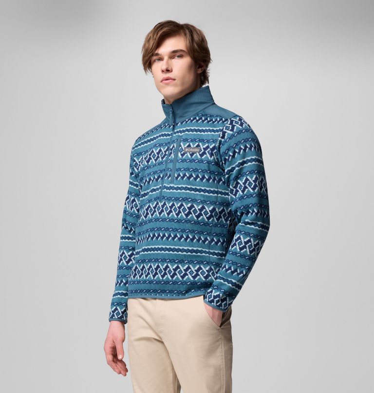 Men's Sweater Weather II Printed Half Zip Pullover, Color: Everblue KnitKnot, image 4