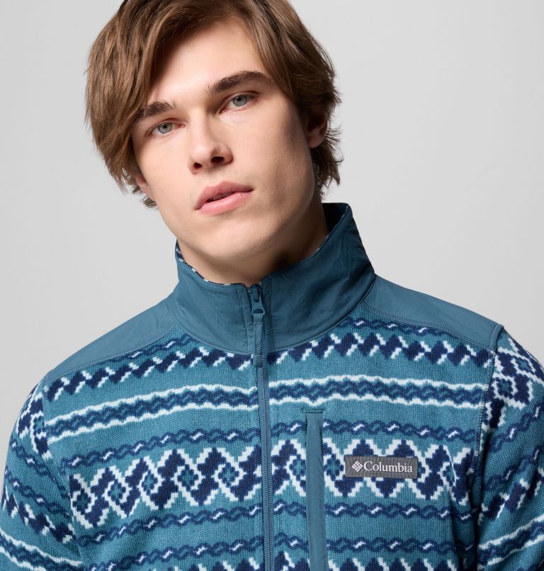 Men's Sweater Weather II Printed Half Zip Pullover, Color: Everblue KnitKnot, image 5