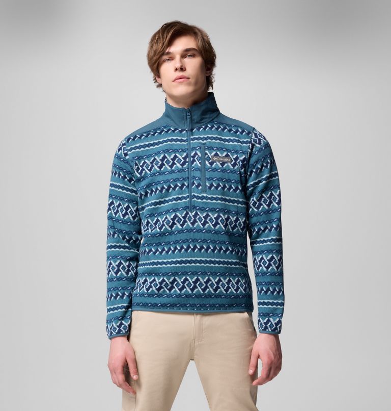 Men's Sweater Weather II Printed Half Zip Pullover, Color: Everblue KnitKnot, image 6