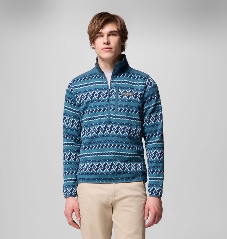 Men's Sweater Weather II Printed Half Zip Pullover, Color: Everblue KnitKnot, image 1