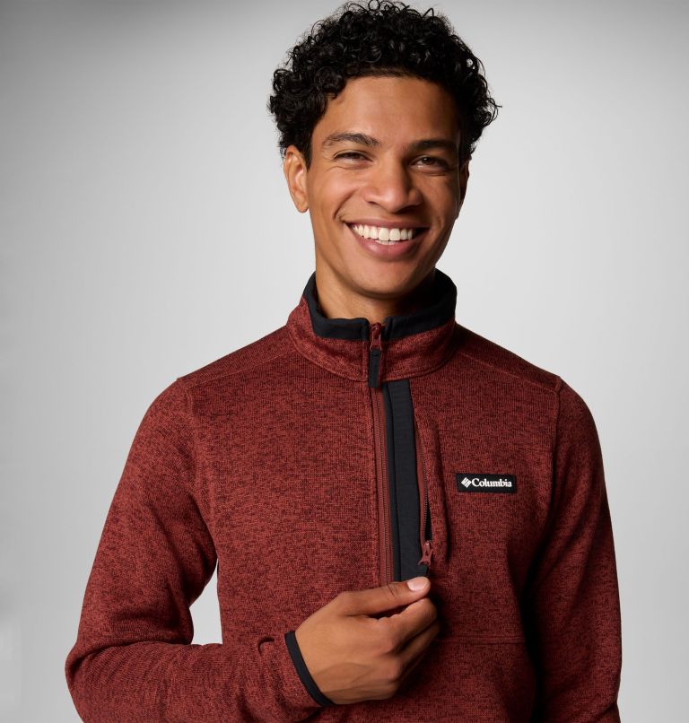 Men's Sweater Weather Half Zip Pullover, Color: Spice Heather, image 5