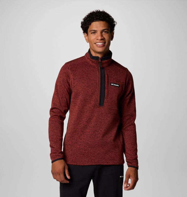 Men's Sweater Weather Half Zip Pullover, Color: Spice Heather, image 1
