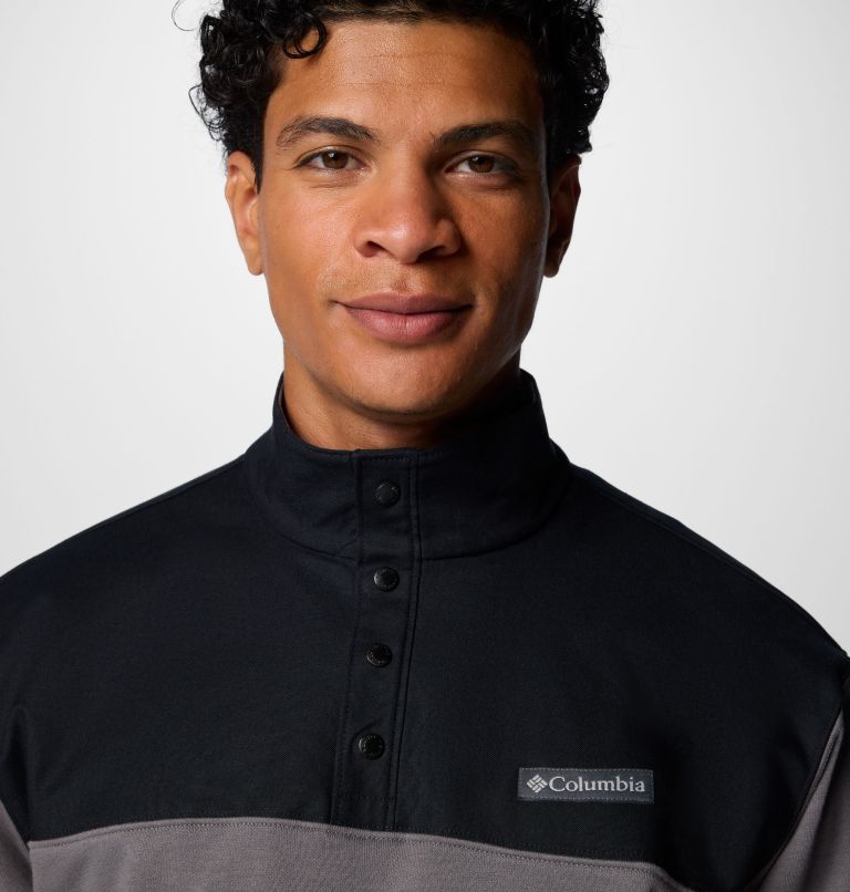 Men's Pitchstone Overlay Half Snap Pullover, Color: City Grey, Black, image 5