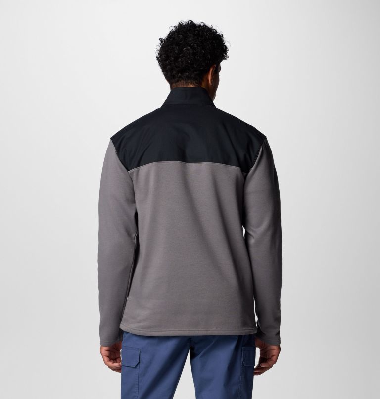Men's Pitchstone Overlay Half Snap Pullover, Color: City Grey, Black, image 2