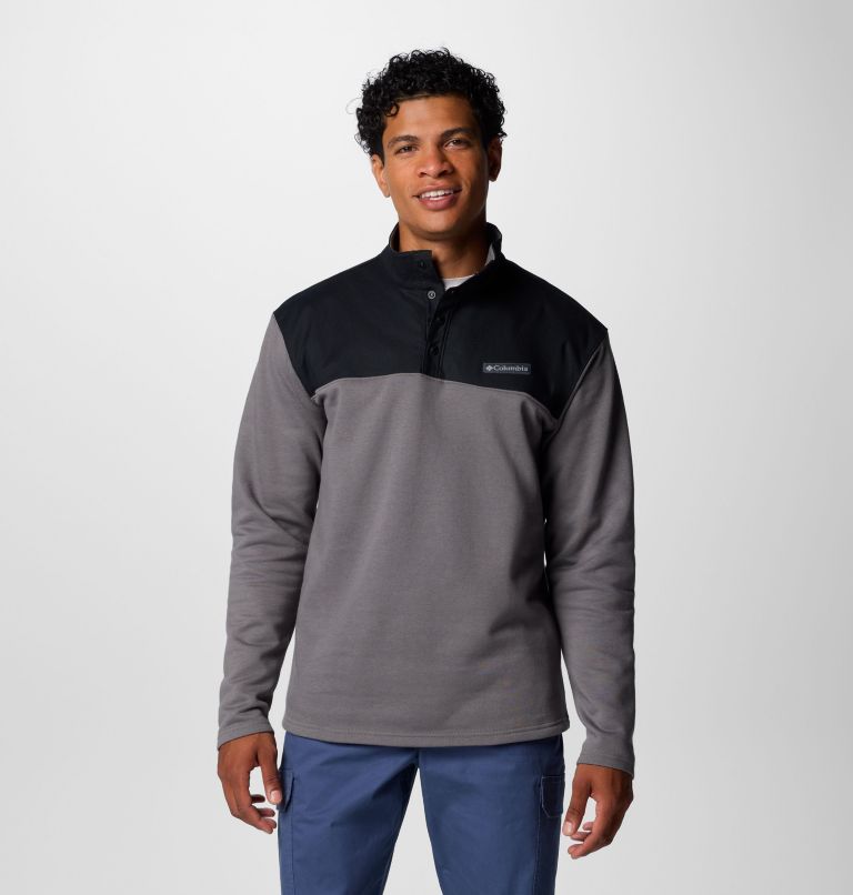 Men's Pitchstone Overlay Half Snap Pullover, Color: City Grey, Black, image 1