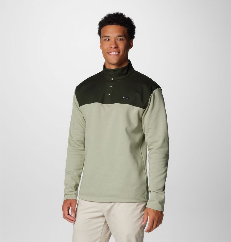 Men's Pitchstone Overlay Half Snap Pullover, Color: Safari, Greenscape, image 4