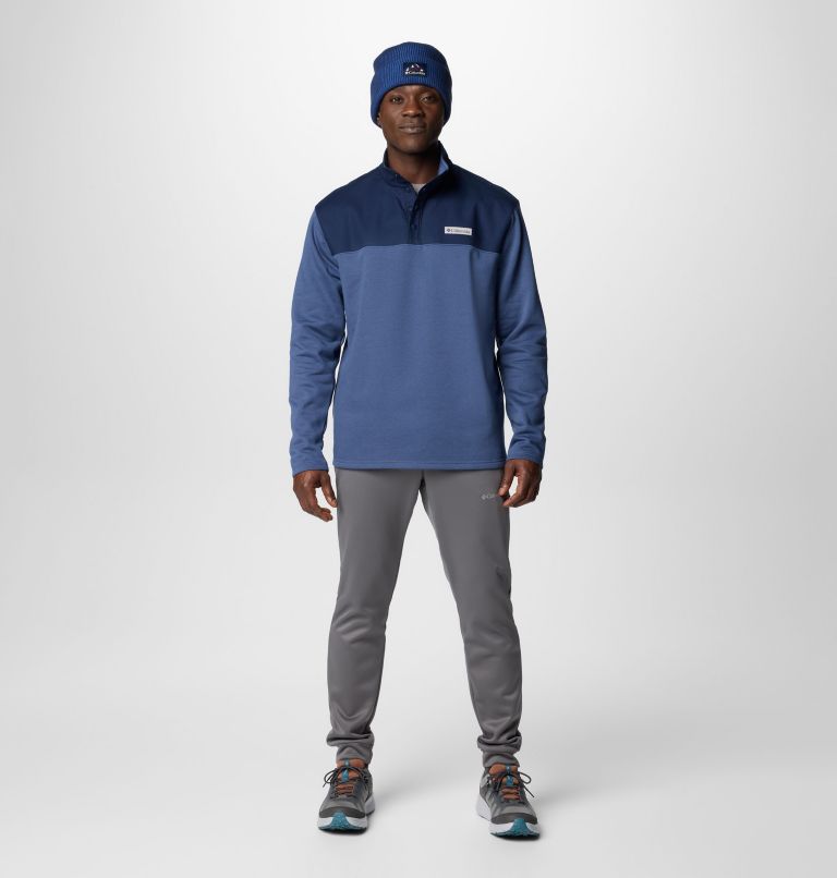 Men's Pitchstone Overlay Half Snap Pullover, Color: Dark Mtn, Collegiate Navy, image 3