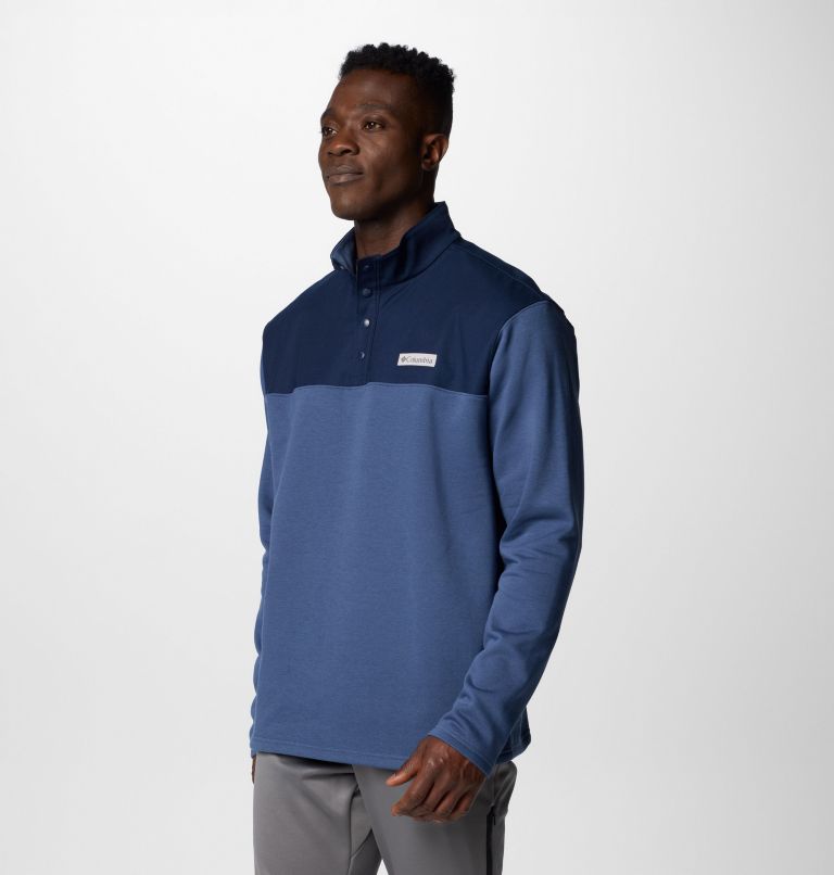 Men's Pitchstone Overlay Half Snap Pullover, Color: Dark Mtn, Collegiate Navy, image 4