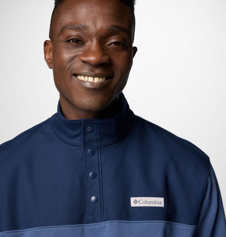 Men's Pitchstone Overlay Half Snap Pullover, Color: Dark Mtn, Collegiate Navy, image 5