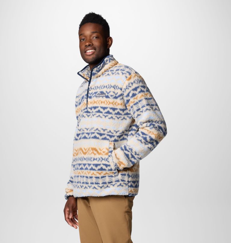 Men's Rugged Ridge III Printed Sherpa Half Snap Fleece, Color: Dark Stone, Dark Mtn Madras Multi, image 4