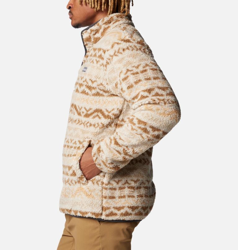 Men's Rugged Ridge III Printed Sherpa Half Snap Fleece, Color: Dark Stone, Delta Madras Multi, image 3