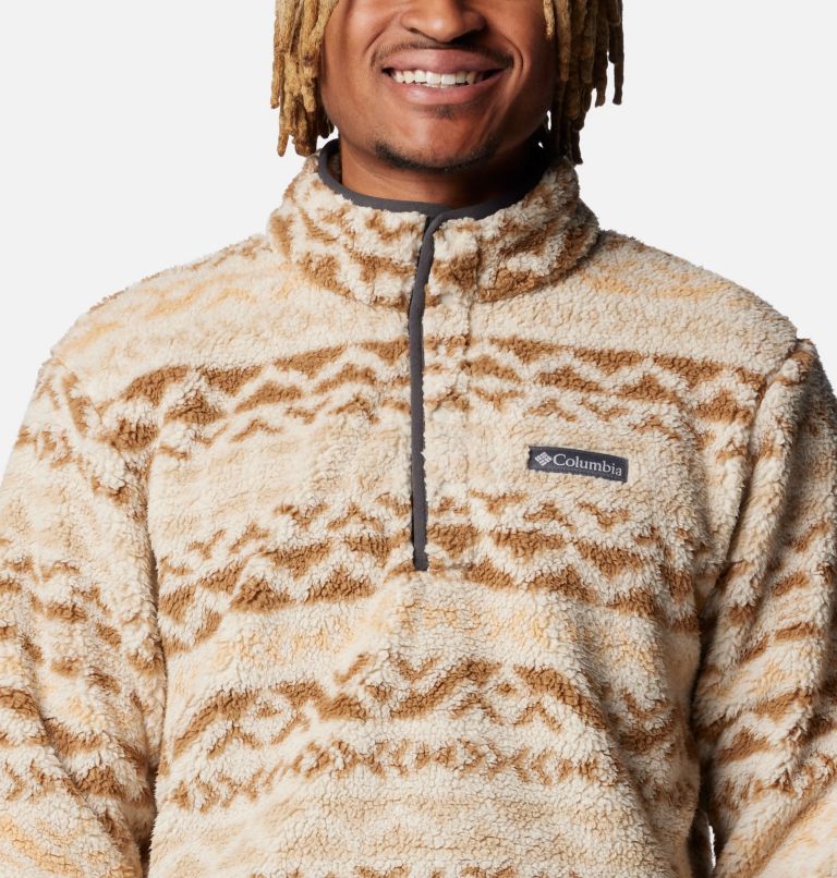 Men's Rugged Ridge III Printed Sherpa Half Snap Fleece, Color: Dark Stone, Delta Madras Multi, image 4