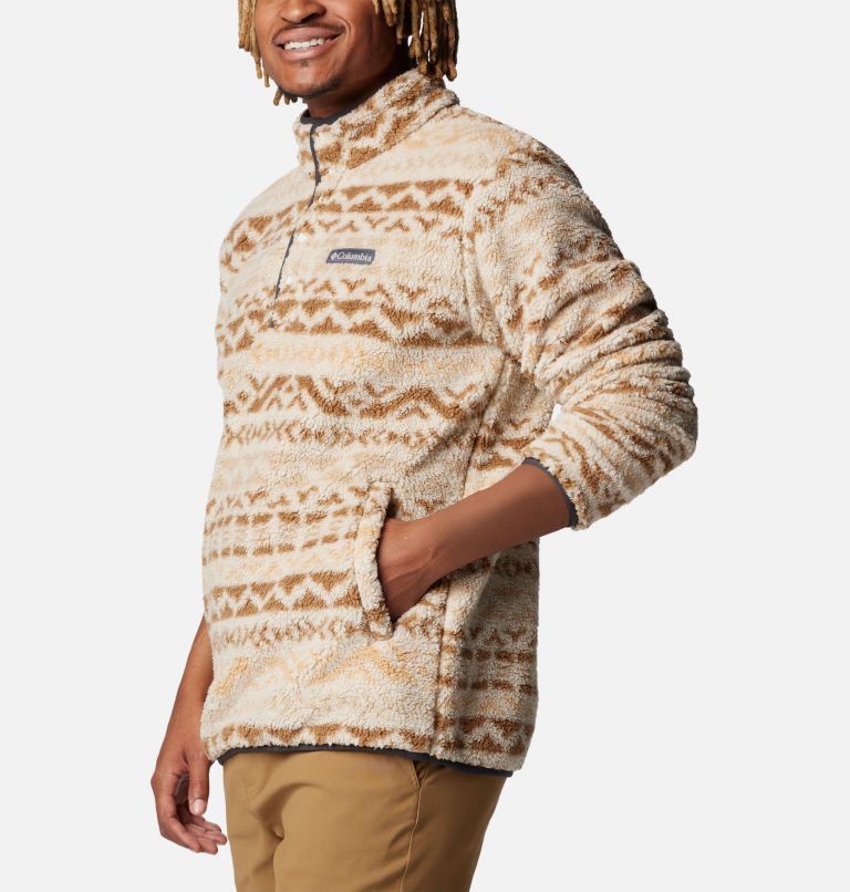 Men's Rugged Ridge III Printed Sherpa Half Snap Fleece, Color: Dark Stone, Delta Madras Multi, image 5
