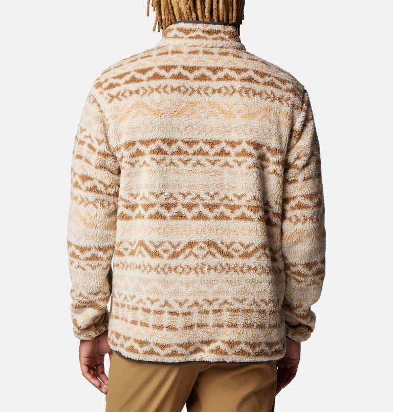 Men's Rugged Ridge III Printed Sherpa Half Snap Fleece, Color: Dark Stone, Delta Madras Multi, image 2