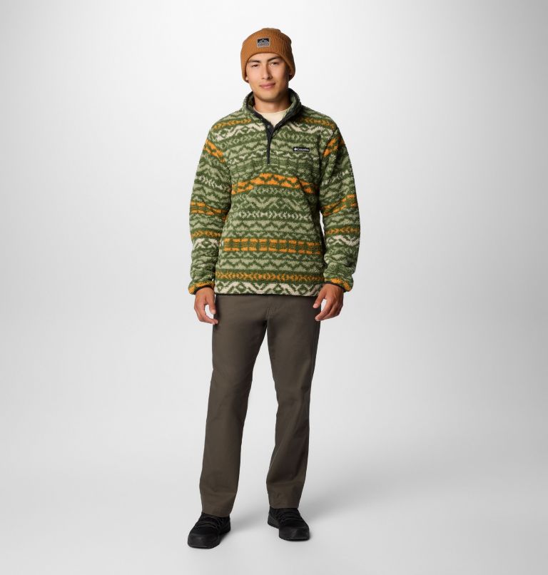 Men's Rugged Ridge III Printed Sherpa Half Snap Fleece, Color: Canteen Madras Multi, image 3