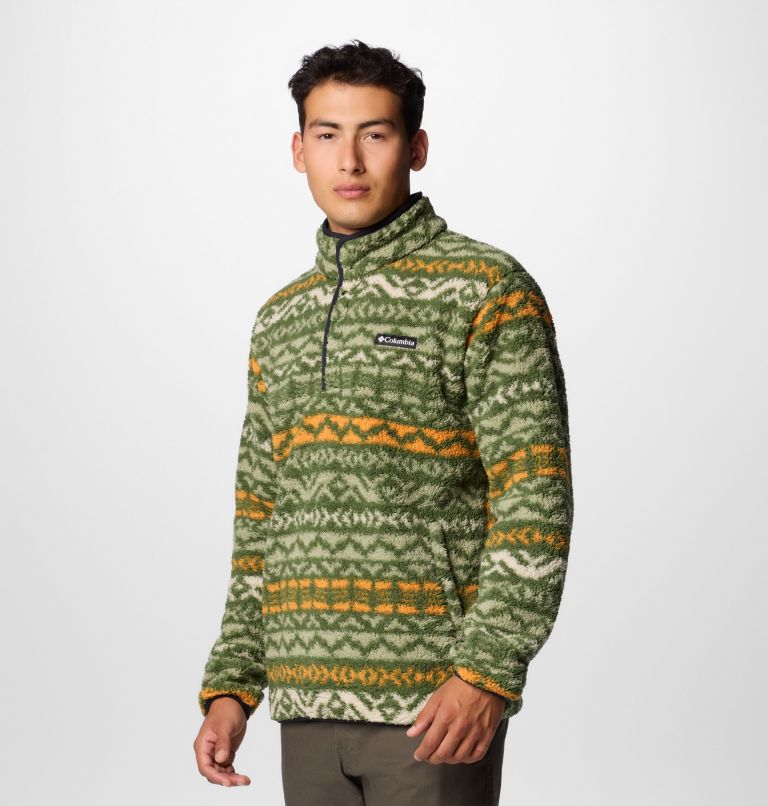 Men's Rugged Ridge III Printed Sherpa Half Snap Fleece, Color: Canteen Madras Multi, image 4