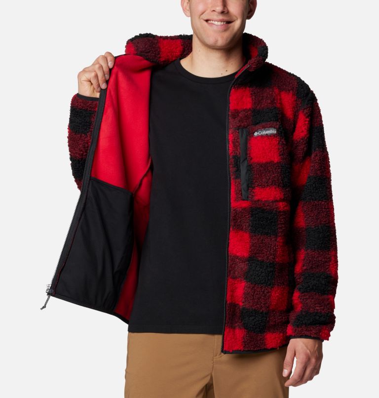 Men's Winter Pass Printed Fleece II, Color: Mountain Red Check, image 5