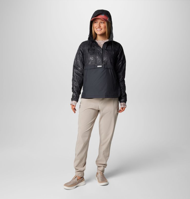 Women's PFG Uncharted Anorak, Color: Shark, Uncharted Waters Emboss, image 3