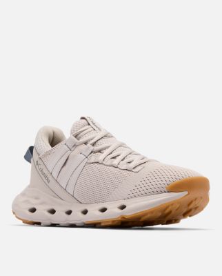 A purple running shoe.