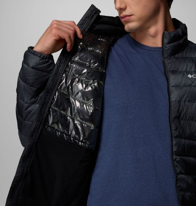 Men's Powder Lite II Printed Jacket, Color: Black Topolines Print, image 6