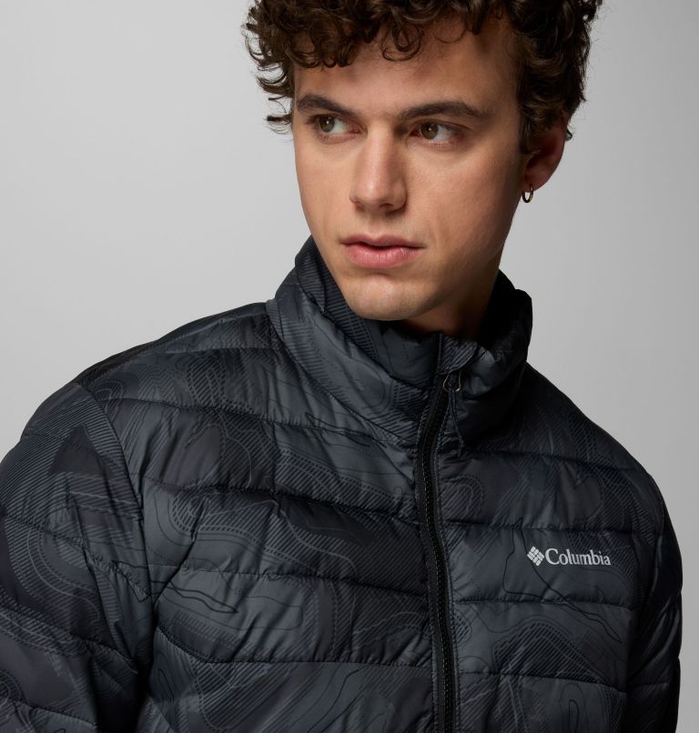 Men's Powder Lite II Printed Jacket, Color: Black Topolines Print, image 7