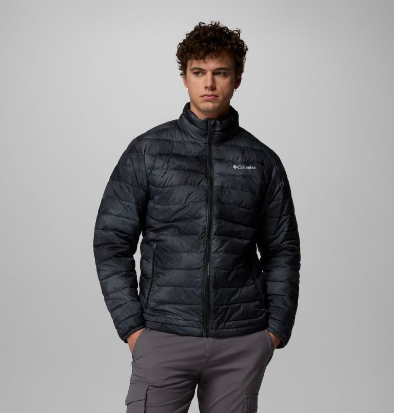 Men's Powder Lite II Printed Jacket, Color: Black Topolines Print, image 1