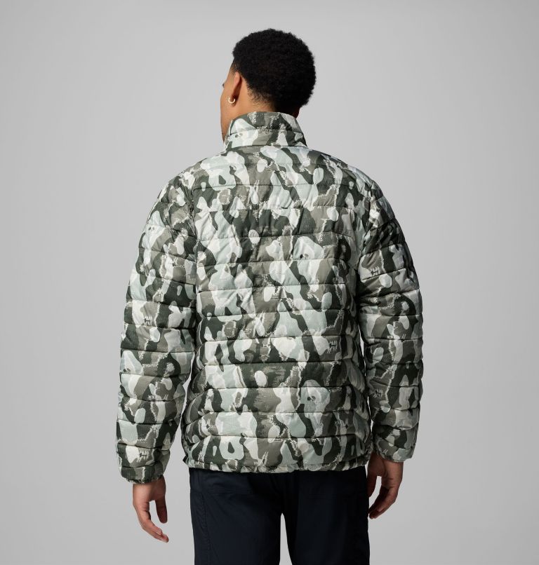 Men's Powder Lite II Printed Jacket, Color: Stone Green Treebark Print, image 3