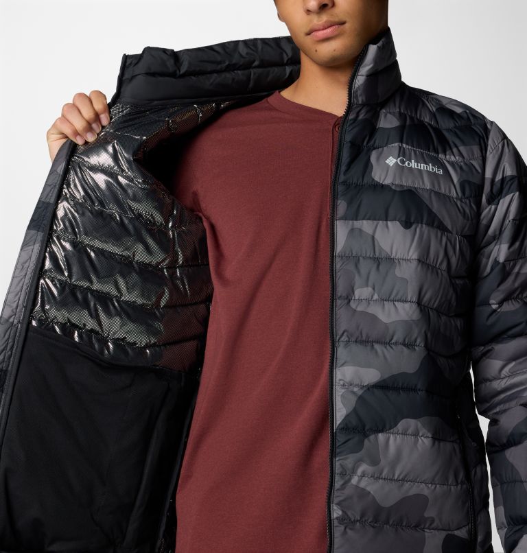 Men's Powder Lite II Printed Insulated Jacket, Color: Black Mod Camo Print, image 7