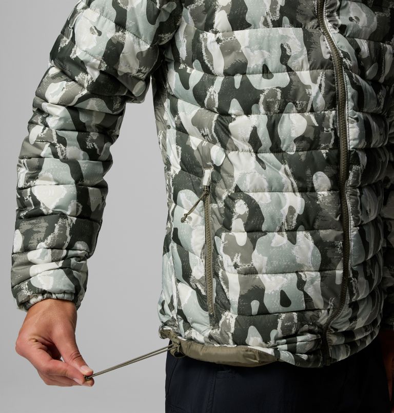 Chaqueta aislante Powder Lite II con estampado para hombre, Color: Stone Green Treebark Print, image 8