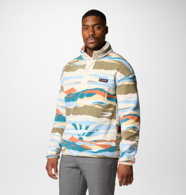 Men's Helvetia II Printed Half Snap Fleece, Color: Chalk Rogue Valley, image 4