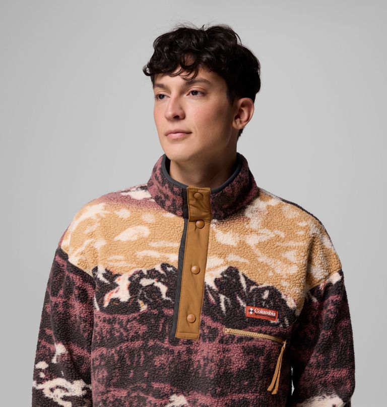 Men's Helvetia II Printed Half Snap Fleece, Color: Camel Brown Sisters, image 5