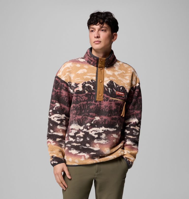 Men's Helvetia II Printed Half Snap Fleece, Color: Camel Brown Sisters, image 1
