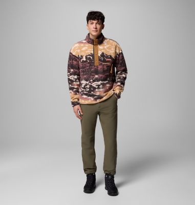 Men's Helvetia II Printed Half Snap Fleece, Color: Camel Brown Sisters, image 6