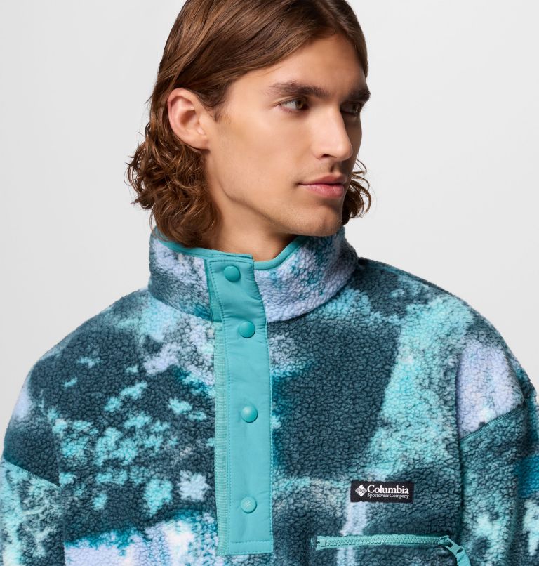 Men's Helvetia II Printed Half Snap Fleece, Color: Teal Chasing Falls, image 5