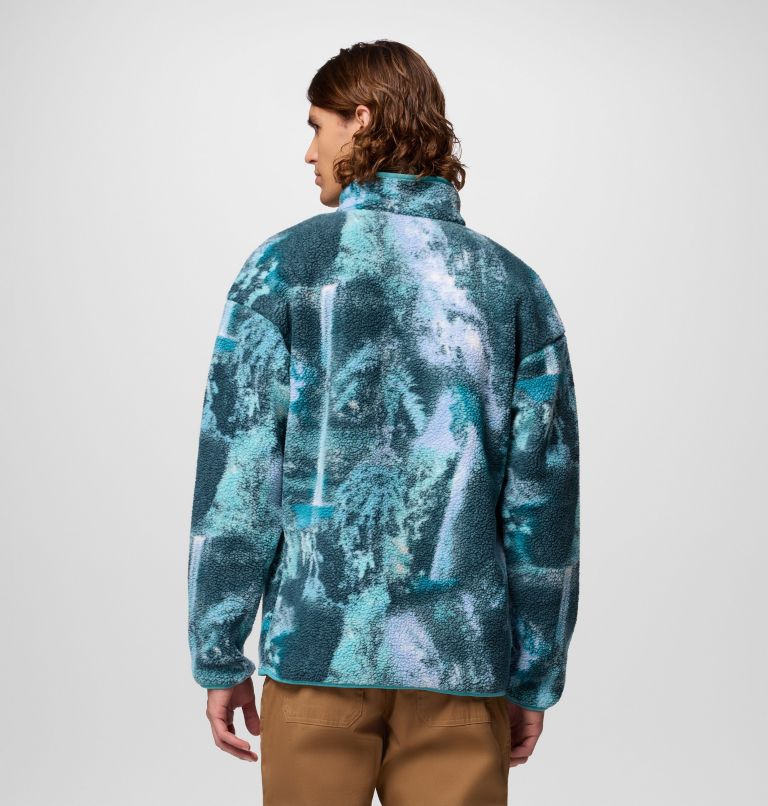 Men's Helvetia II Printed Half Snap Fleece, Color: Teal Chasing Falls, image 3