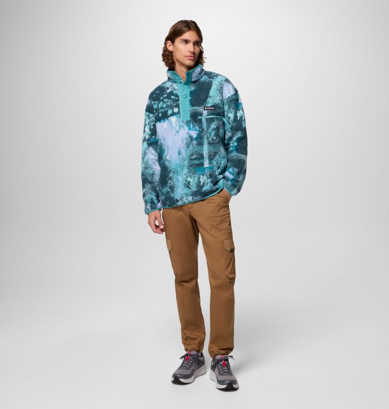Men's Helvetia II Printed Half Snap Fleece, Color: Teal Chasing Falls, image 2