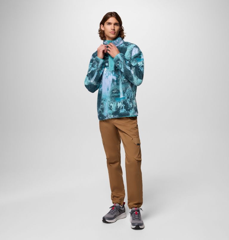 Men's Helvetia II Printed Half Snap Fleece, Color: Teal Chasing Falls, image 6