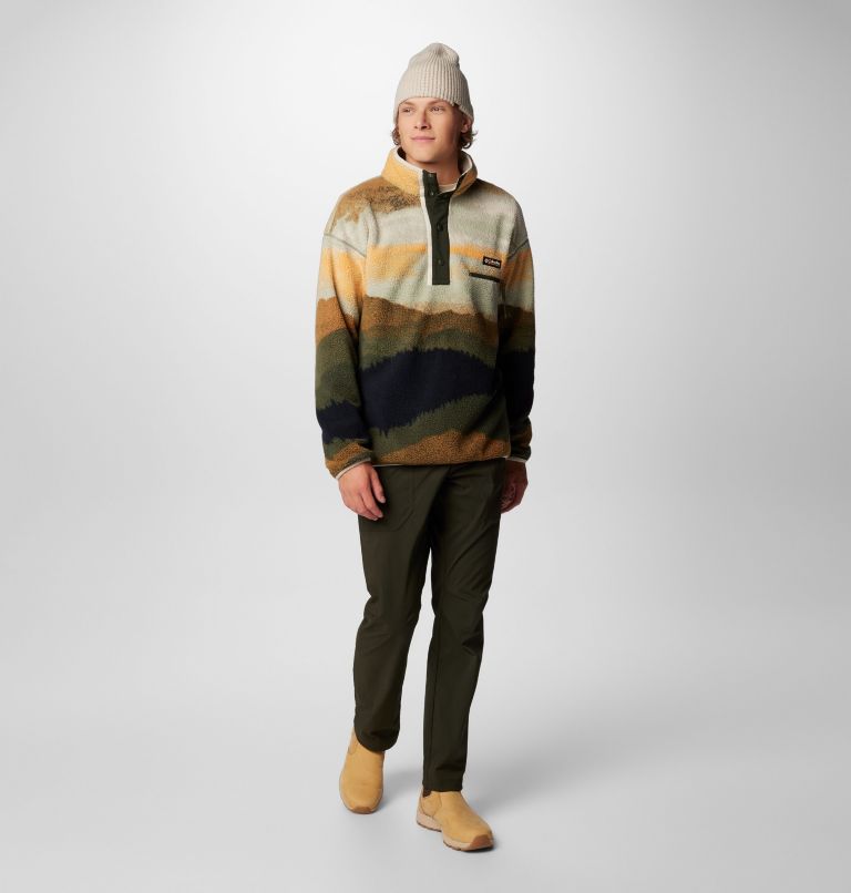 Men's Helvetia II Printed Half Snap Fleece, Color: Greenscape Dolomites, image 3