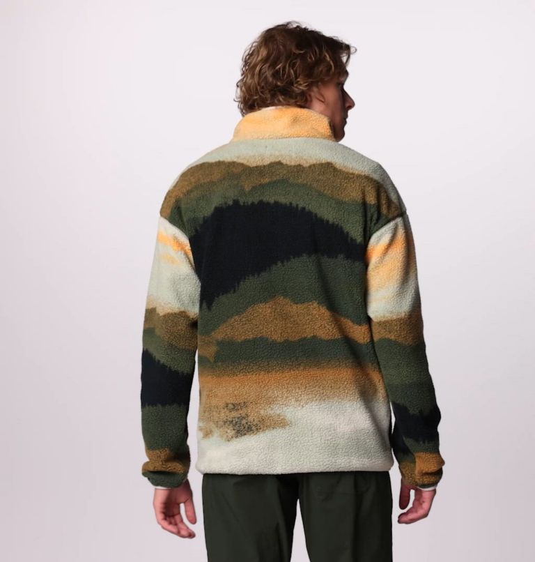 Men's Helvetia II Printed Half Snap Fleece, Color: Greenscape Dolomites