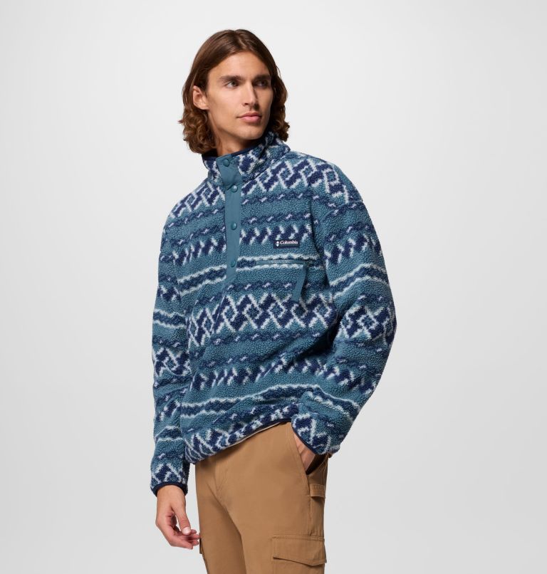 Men's Helvetia II Printed Half Snap Fleece, Color: Everblue KnitKnot, image 4