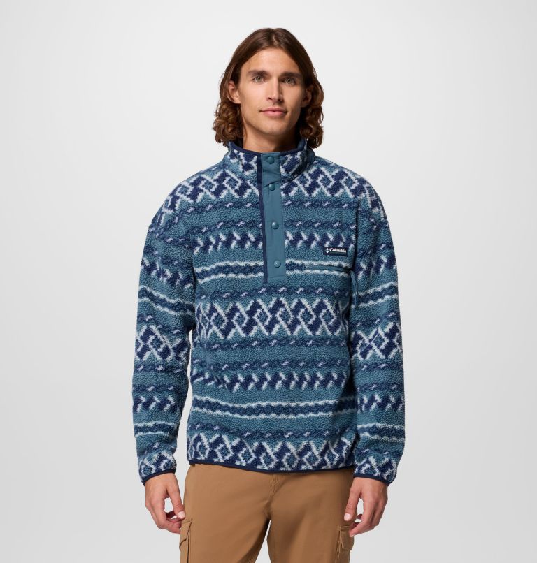 Men's Helvetia II Printed Half Snap Fleece, Color: Everblue KnitKnot, image 1