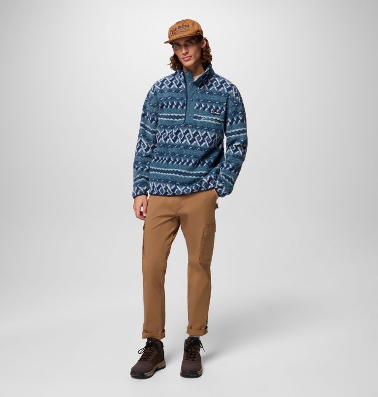 Men's Helvetia II Printed Half Snap Fleece, Color: Everblue KnitKnot, image 2