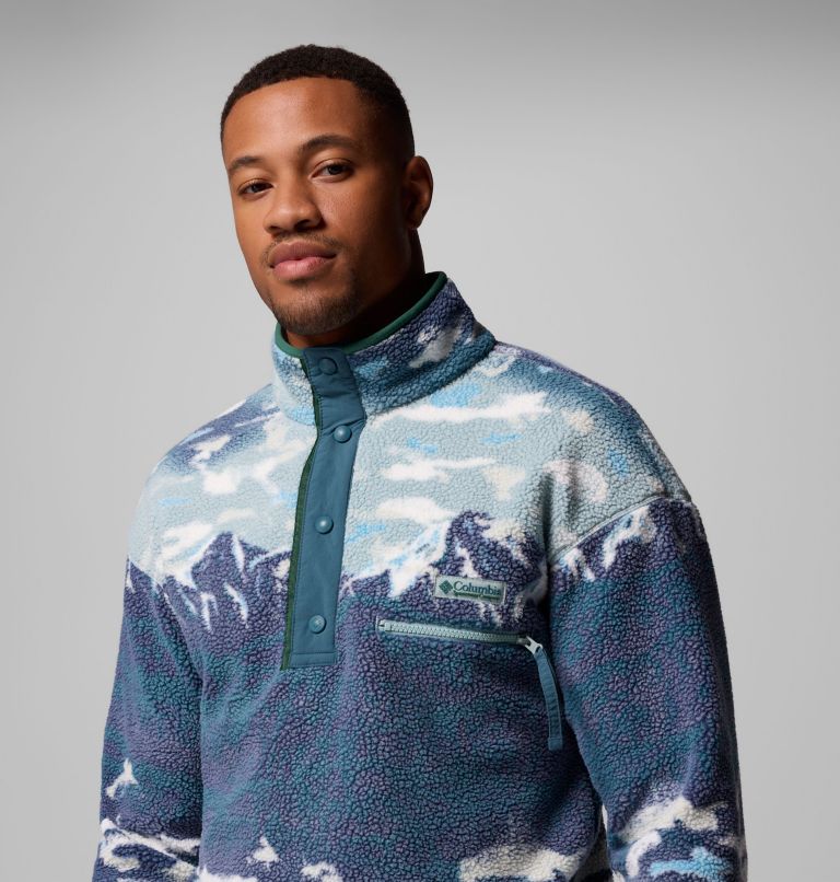 Men's Helvetia II Printed Half Snap Printed Fleece Pullover, Color: Crushed Blue Sisters, image 5